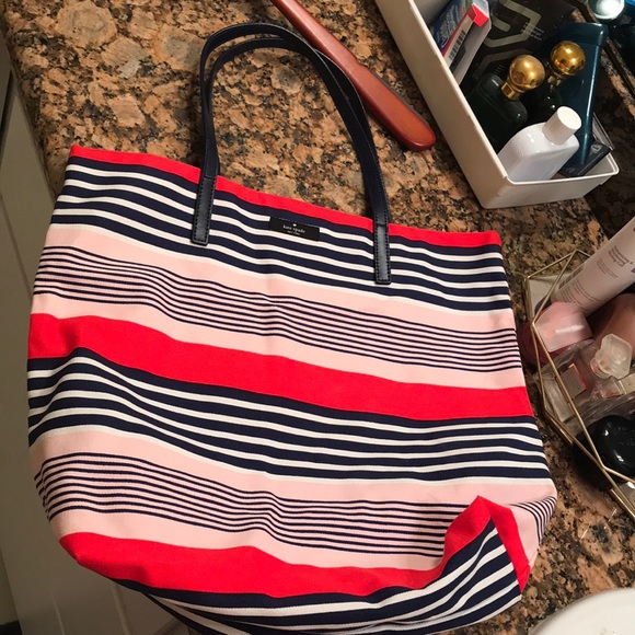 kate spade pink and blue striped purse
